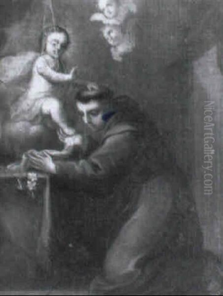 Santo Franciscano Con El Nino Oil Painting by Miguel Cabrera