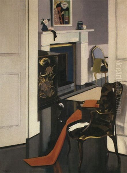 Interior- The Marble Mantlepiece Oil Painting by Francis Campbell Boileau Cadell