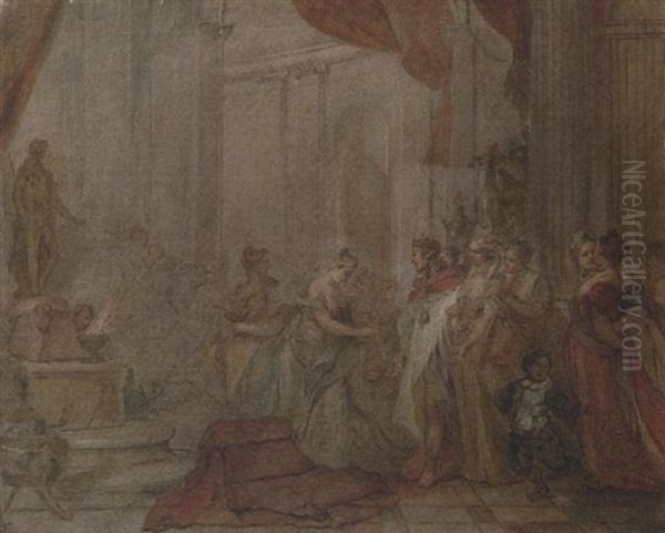 Salomone E La Regina Di Saba Oil Painting by Giuseppe Cades