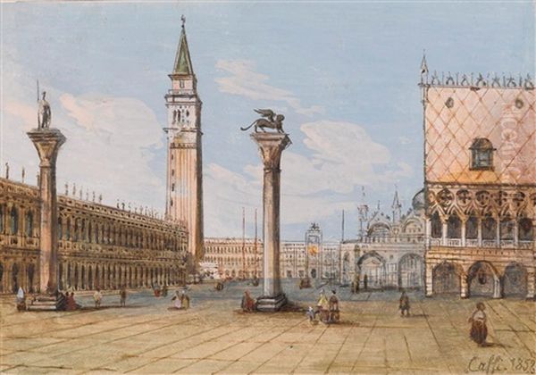 Der Markusplatz In Venedig Oil Painting by Ippolito Caffi