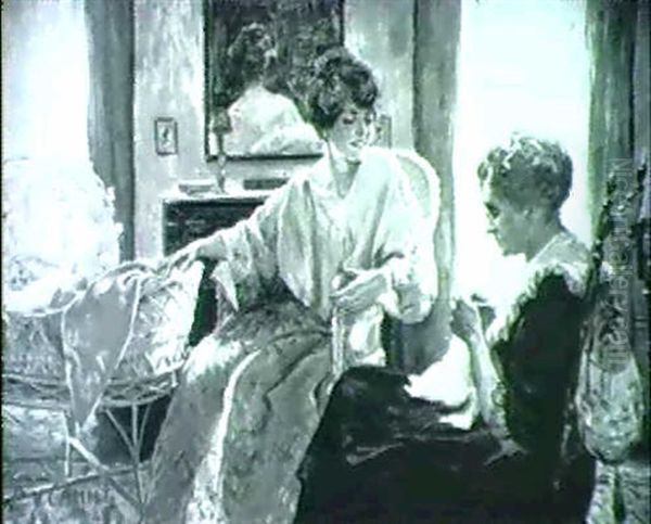 Grandmother, Mother And Child Oil Painting by William V. Cahill