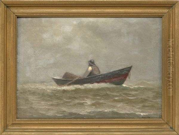 Fisherman In A Dory Oil Painting by Charles Drew Cahoon