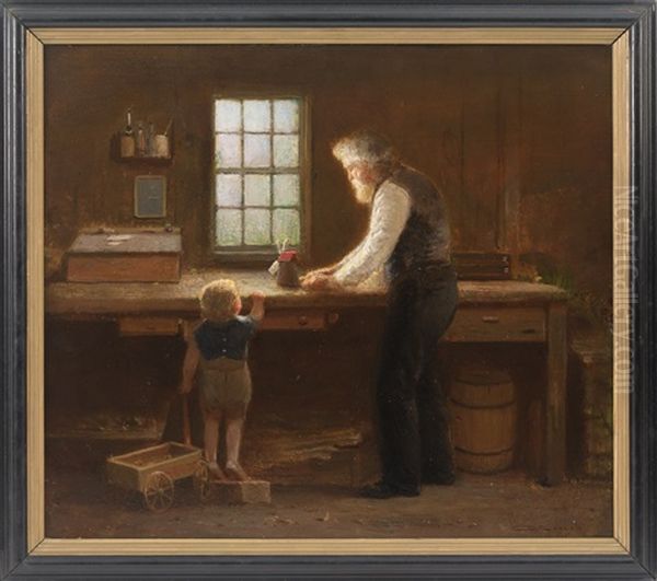 Repairing The Windmill Oil Painting by Charles Drew Cahoon