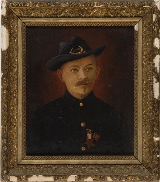 Portrait Of G.a.r. Officer James Caffrey Oil Painting by Charles Drew Cahoon