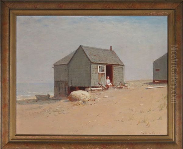 Fishing Shack With Girl In Doorway Oil Painting by Charles Drew Cahoon