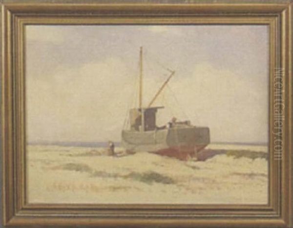 Landing Boat, Brewster, Mass. Oil Painting by Charles Drew Cahoon