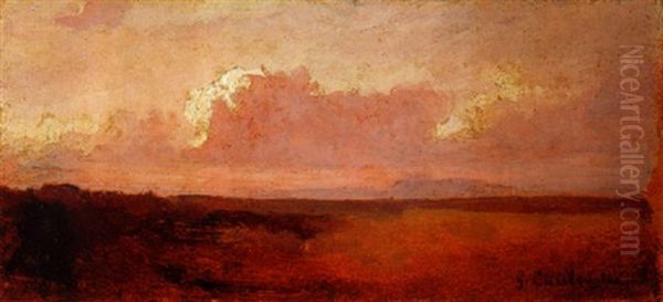 Paysage, Effet De Soleil Couchant Oil Painting by Gustave Caillebotte