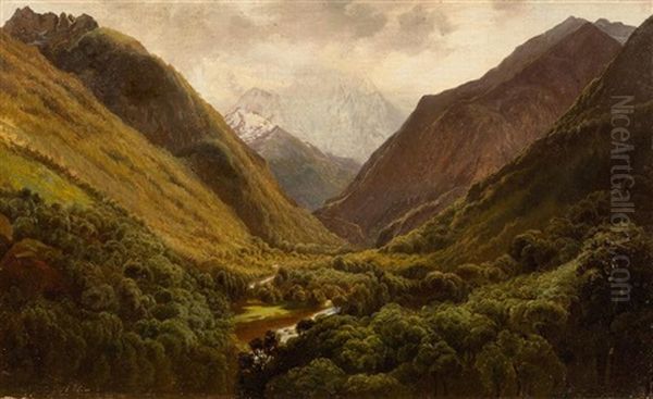 Monte Rosa Von Vanzone Aus Gesehen Oil Painting by Alexandre Calame