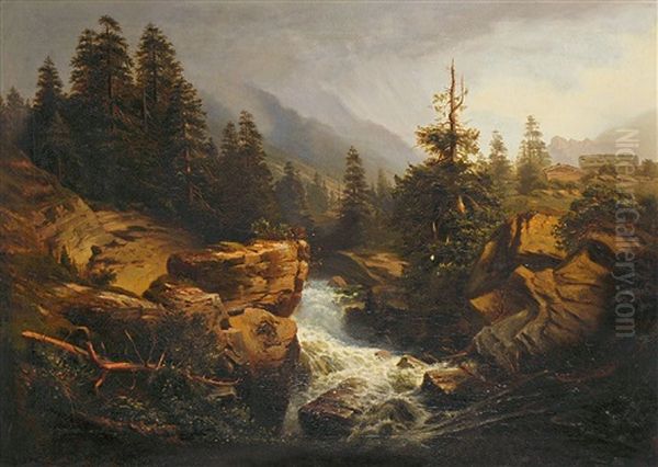Gebirgsbach Oil Painting by Alexandre Calame