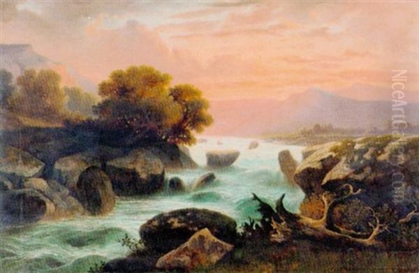 L'arve Pres De Geneve Oil Painting by Alexandre Calame