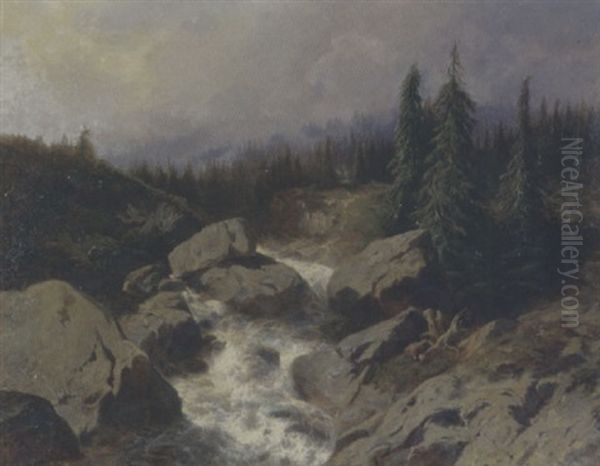 Bergbach Oil Painting by Alexandre Calame