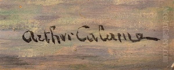 Barques Sur Les Quais De Geneve Oil Painting by Arthur Calame