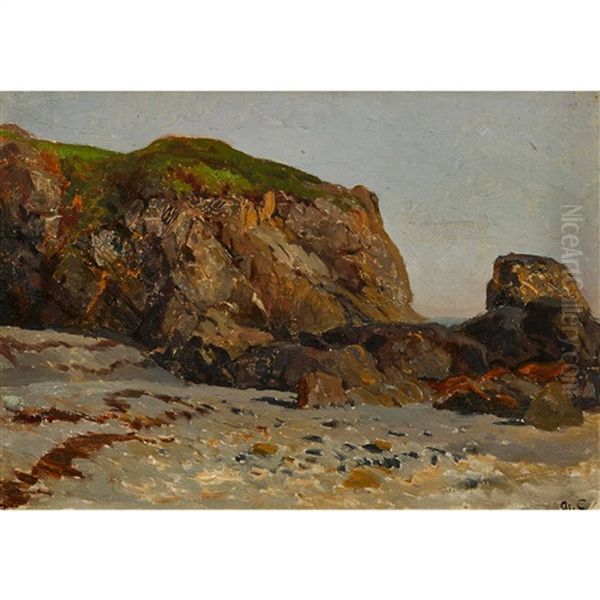 Meeresstrand Mit Felsformation Oil Painting by Arthur Calame