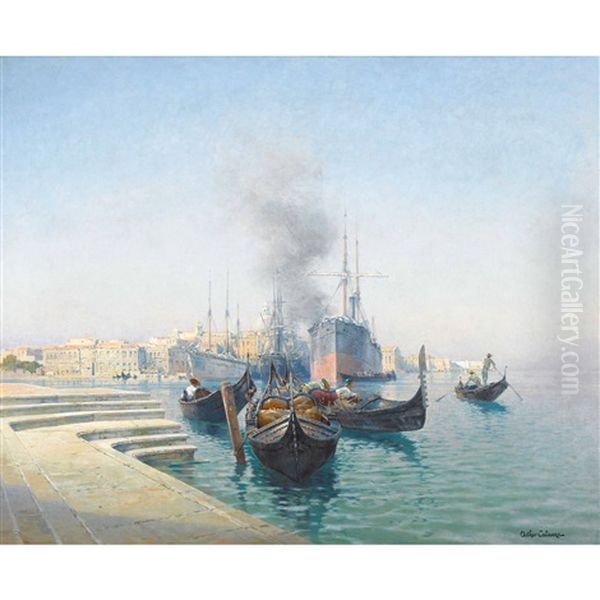 La Giudecca Depuis S. Giorgio Maggiore A Venise Oil Painting by Arthur Calame