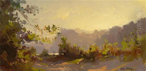 A Landscape Study Oil Painting by Arthur Calame