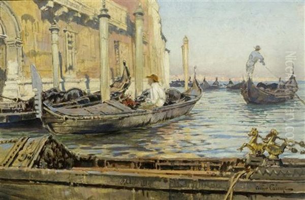 Venezianische Gondeln Oil Painting by Arthur Calame
