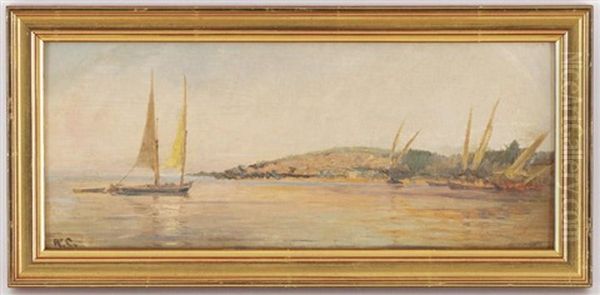 Barques Sur Le Leman Oil Painting by Arthur Calame