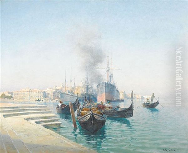La Giudecca Depuis S. Giorgio Maggiore A Venise Oil Painting by Arthur Calame