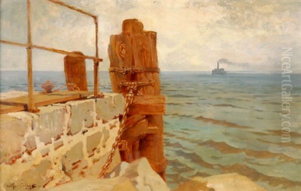 Landungssteg Am See Oil Painting by Arthur Calame