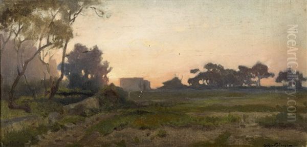 Dammerungslandschaft Mit Festung Oil Painting by Arthur Calame