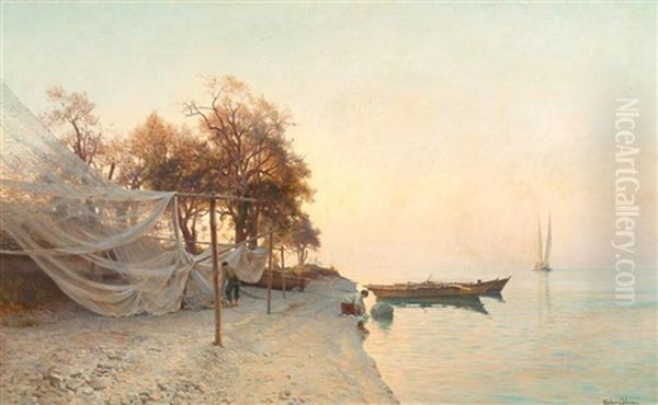 Genfersee Oil Painting by Arthur Calame