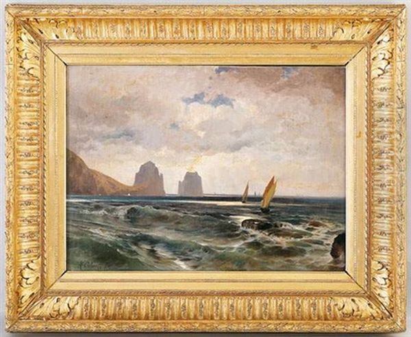 Voiliers A Capri Oil Painting by Arthur Calame