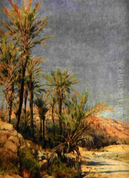 Palmen Am Wadi Oil Painting by Arthur Calame