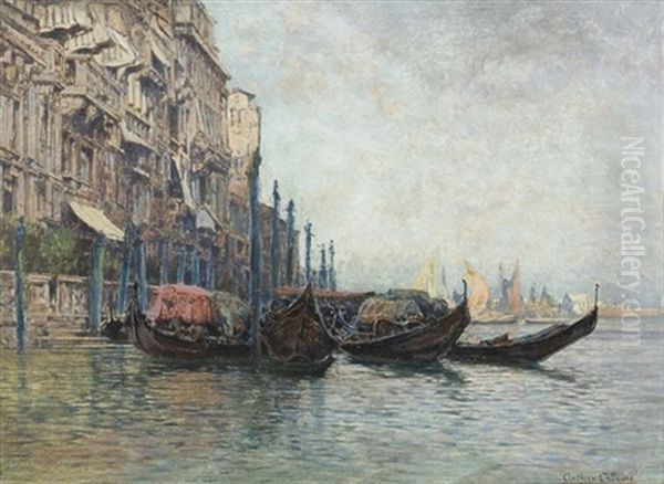 Venezianische Partie Mit Gondeln Oil Painting by Arthur Calame
