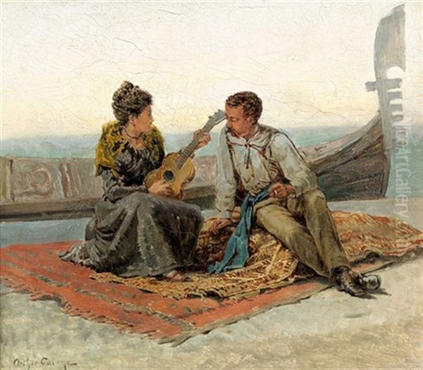 Ein Standchen Fur Den Gondoliere In Venedig Oil Painting by Arthur Calame