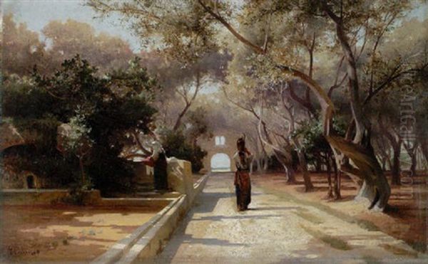 Sonnendurchfluteter Olivengarten Oil Painting by Arthur Calame