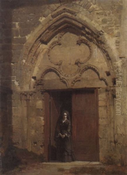 Porte D'eglise Oil Painting by Arthur Calame
