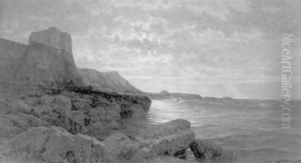 Felsige Kuste Bei St. Malo Im Mondschein Oil Painting by Arthur Calame