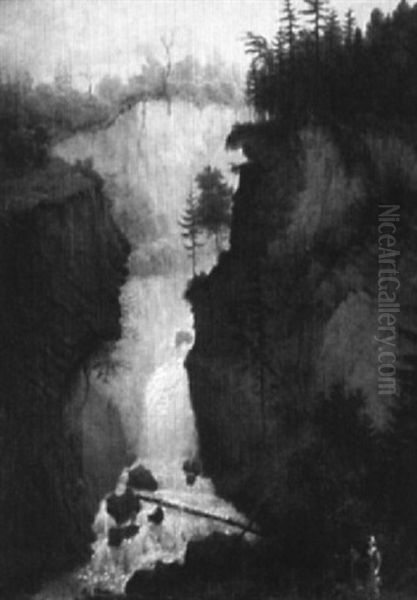 Les Cascades Sauvages A Verrieres Les Bains Oil Painting by Arthur Calame