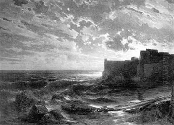 Sudliche Meereskuste Mit Alter Festungsanlage Oil Painting by Arthur Calame