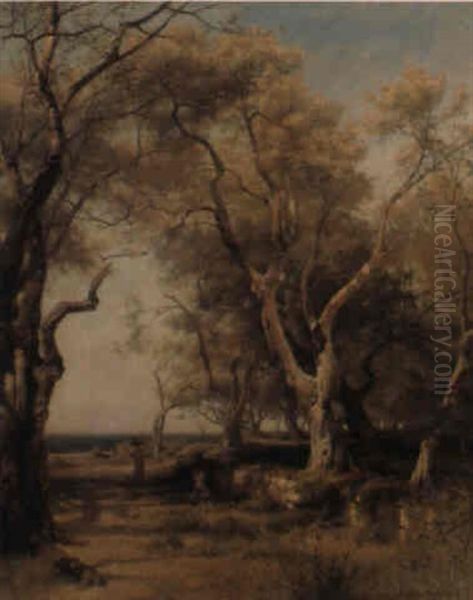 Oliviers De Menton Oil Painting by Arthur Calame