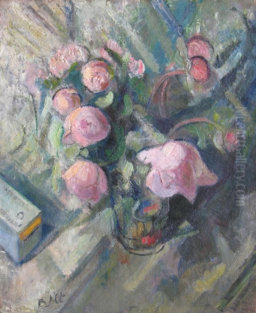 Bouquet De Pivoines Roses Oil Painting by Bernard Altschuler
