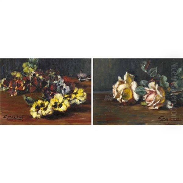 Blumenstillleben. Gegenstucke Oil Painting by Cesare Calchi Novati