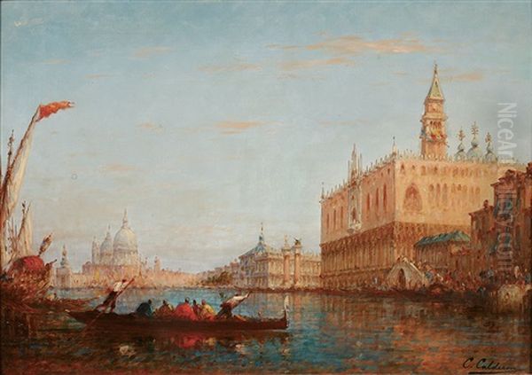 View Of Venice Oil Painting by Charles Clement Calderon