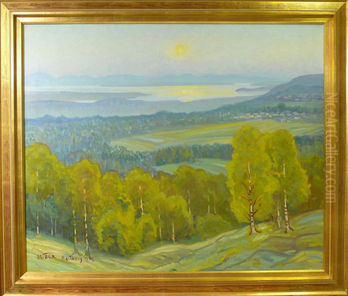 Landskap Vid Solnedgang Oil Painting by Anders Altzar