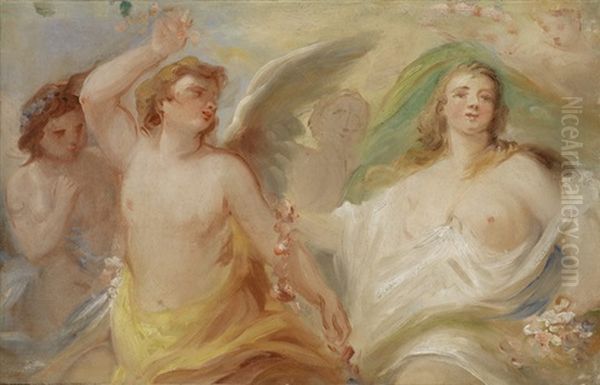 Studie Zum Gemalde Die Kronung Der Flora Oil Painting by Alphonse-Apollodore Callet
