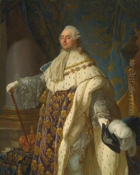 Portrait Of King Louis Xvi In Full Coronation Regalia Oil Painting by Alphonse-Apollodore Callet