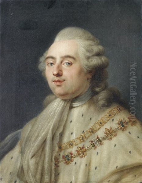 Portrait Of King Louis Xvi Of France, Bust-length, In An Ermine Mantle Oil Painting by Alphonse-Apollodore Callet