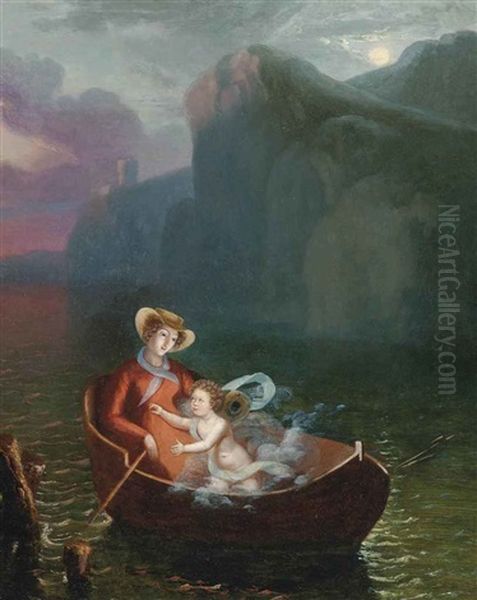 Whisperings Of Love In The Moonlight Oil Painting by Alphonse-Apollodore Callet