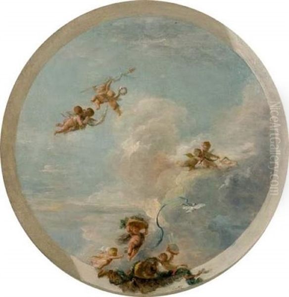 Putti Dans Les Nuees Oil Painting by Alphonse-Apollodore Callet