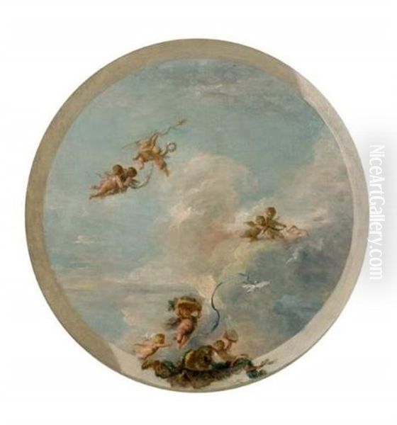 Putti Dans Les Nuees Oil Painting by Alphonse-Apollodore Callet