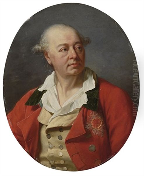 Portrait Of A Man In A Red Coat, With The Star Of The Bavarian Order Of Saint Hubert Oil Painting by Alphonse-Apollodore Callet
