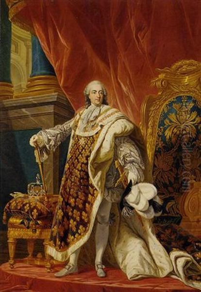 King Louis Xv In Full Ceremonial Dress Oil Painting by Alphonse-Apollodore Callet