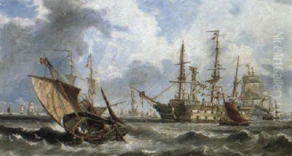 Breezy Day On The Medway Off Sheerness Oil Painting by John Callow