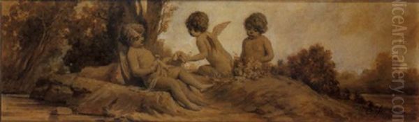 Putti Nel Paesaggio Oil Painting by Edoardo Calosso