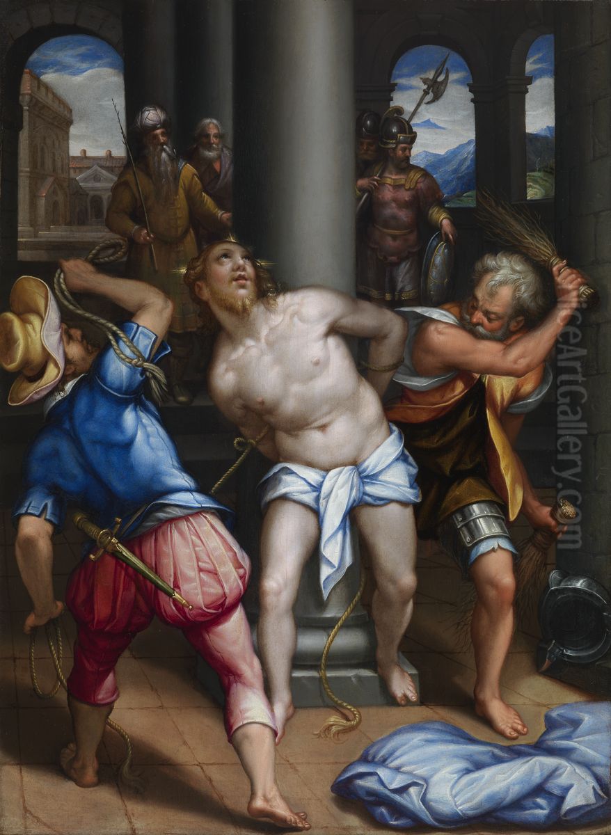 Christ At The Column Oil Painting by Denys Calvaert